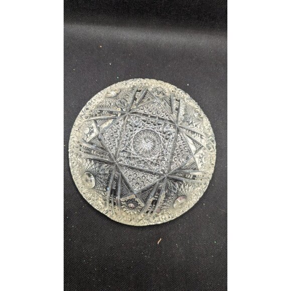 Imperial Cut Glass Candy Dish Bowl Nucut Line Sawtooth Edge 7.5" Christmas - Picture 6 of 7